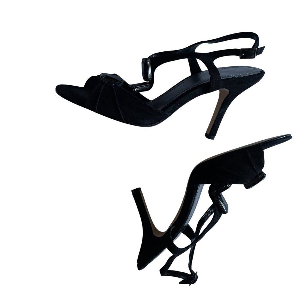 Elegant WHBM White House Black Market Black Crystal Jeweled Sandals NWOT 8.5M - Picture 7 of 13